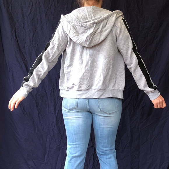 Grey hoody with black arm stripe - Picture 1 of 8